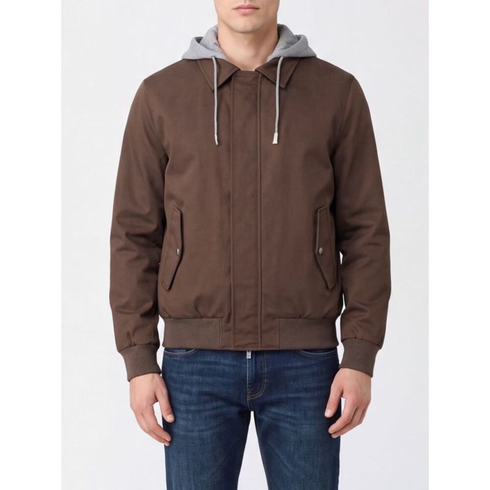 Eleventy Men Pure Silk Bomber Jacket Eleventy With Hood And Concealed Closure